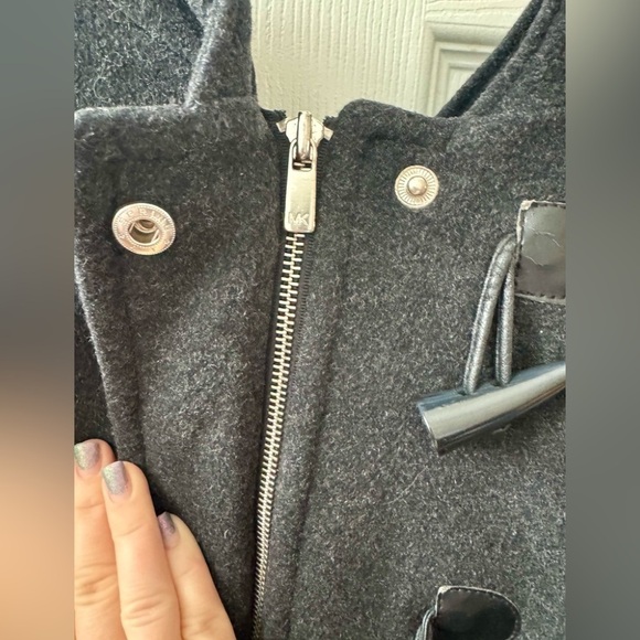 MICHAEL KORS Women's Wool Dark Grey Zip Up Toggle Coat (M) - Picture 4 of 7